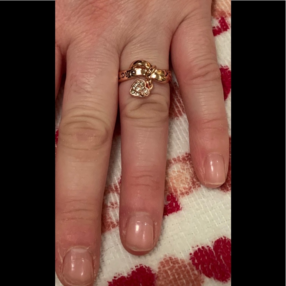 NEW! DIANTY ROSE GOLD “LOVE YOU”💗HEART CHARM RING - Picture 7 of 9